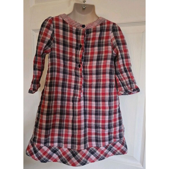 Our Generation Red Blue Plaid Dress W/ Bow Girls Size 5 Lined Long Sleeve Pretty - Picture 6 of 12